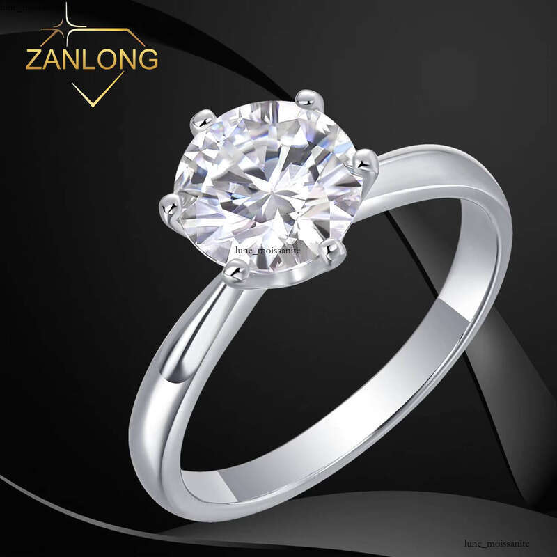 VVS Moissanite Classic Six-Prong Solitaire Engagement Ring 925 Sterling Silver 18k Gold Plated D Color VVS Silicon Stone Proposal