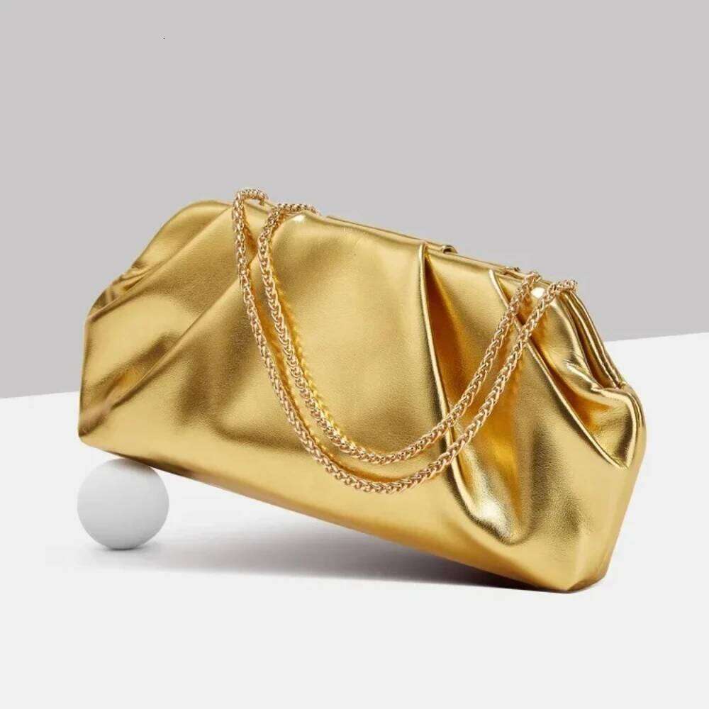 Folded Cloud for Women, New Foreign Trade Style, Trendy Silver Handbag,Versatile Ins Chain Crossbody Bag Purses and Handbags
