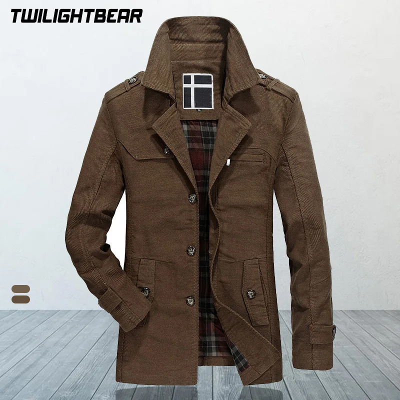 High Quality Mens Trench Coat Fashion Solid Pure Cotton Slim Casual Jacket Men Clothing Man Windbreaker Coat L-3XL A5FQ806 260104