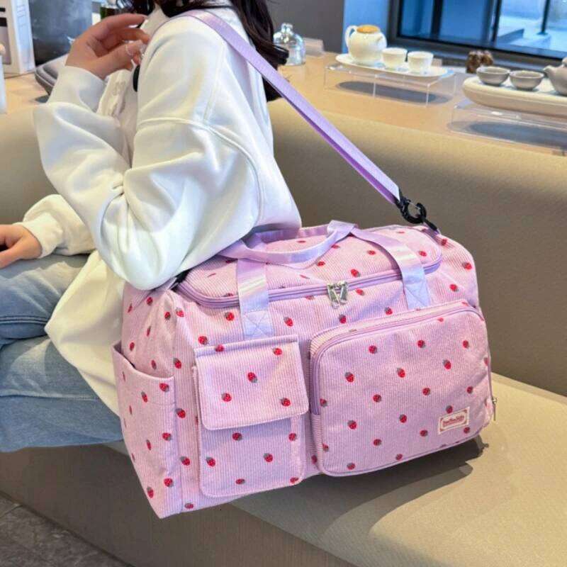 Corduroy Tote Large Capacity Carry On Travel Bag With Shoe Compartment Sports Fitness For Women Duffle Bags