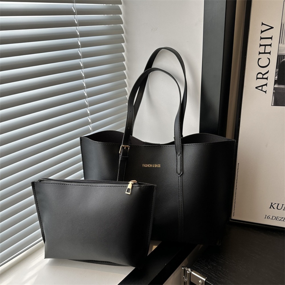 Retro Simple Atmosphere Commuting Casual Winter New Foreign Style Color-blocking Large-capacity One-shoulder Tote Bag
