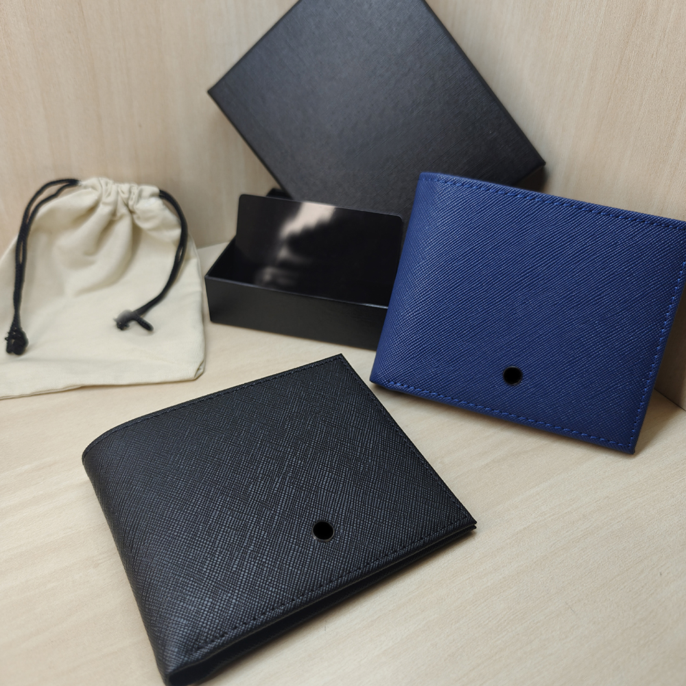 Top male model wallet luxury designer business card holder blue and red calf leather Purse pocket cardholder original box coin storage bag luxury gift