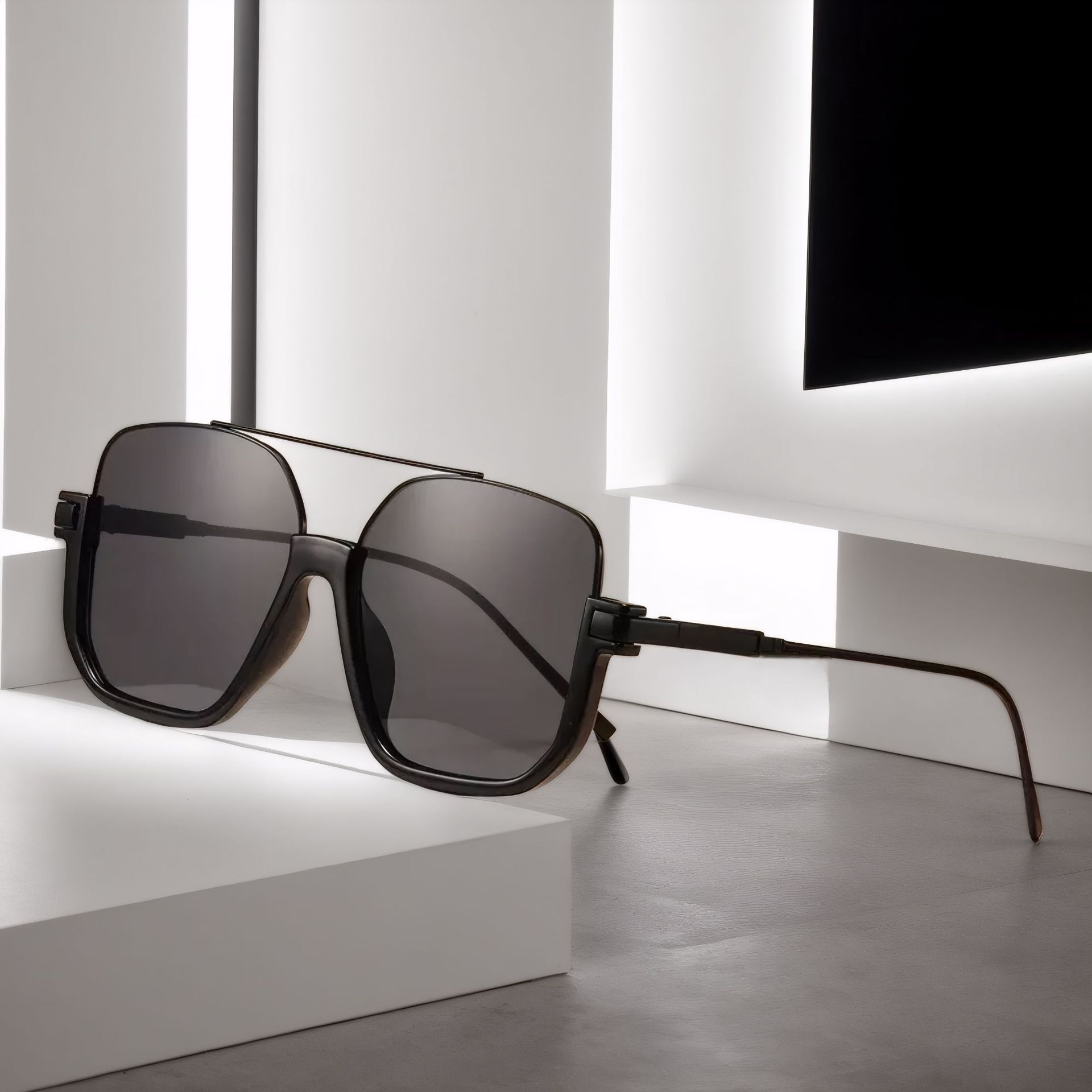 Double-beam Square Large-frame Men's Sunglasses Luxury Fashion High-end Designer Sunglasses Street Style Women's Sunglasses With Box