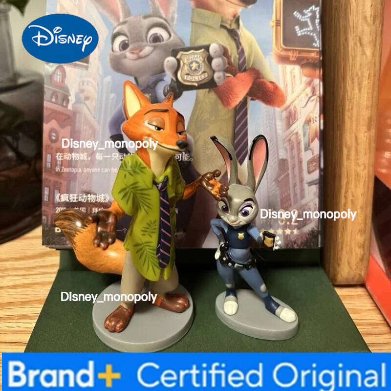 Disney Zootopia Nick Wilde And Judy Hopps Figure Toy Set Collectible Model Ornament Gift Box for Kids Birthday Present H260105 H260105