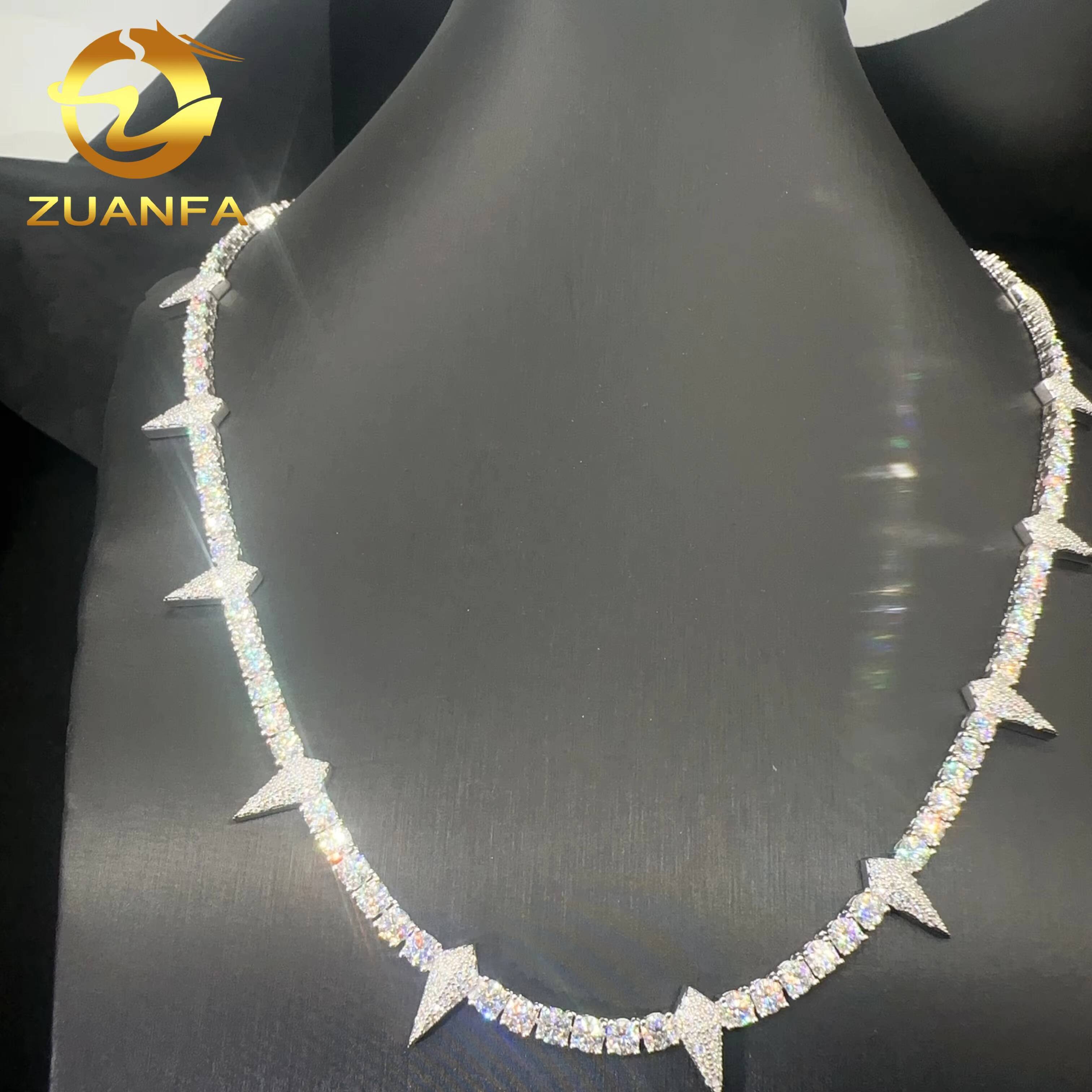 Fashion Design Tennis Necklace Sterling Silver 925 3mm 4mm Width Vvs Moissanite Iced Out Jewelry Hip Hop Diamond Tennis Chain