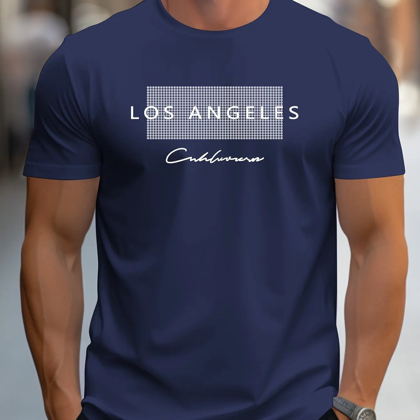 selling summer European and American mens Los Angeles letter printed breathable round neck T-shirt outdoor casual top 251231