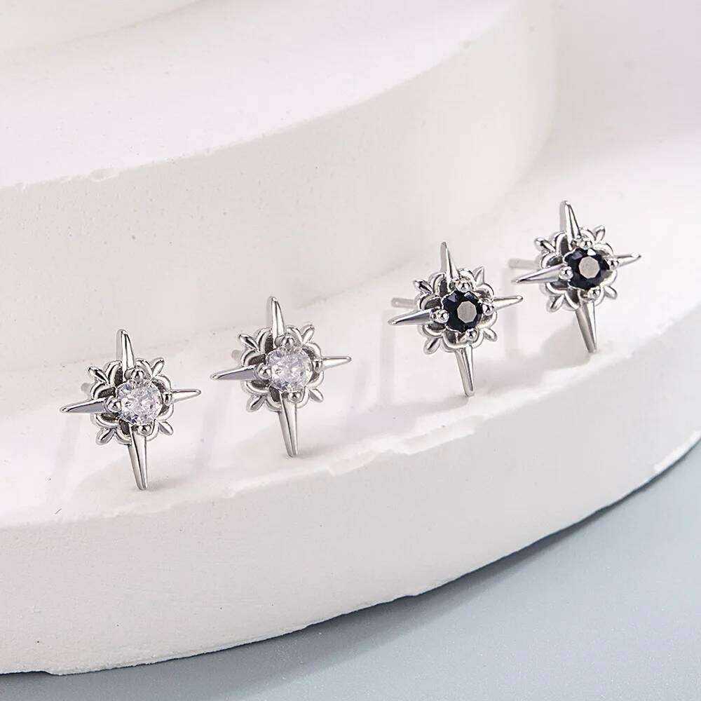 925 Sterling Silver Geometric Zircon Earrings Women's Fashion Simple Birthday Party Wedding Anniversary Jewelry Gift