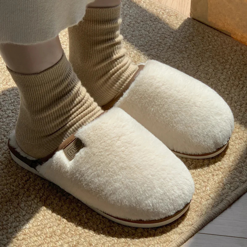 Asgard Womens Winter Fur House Slippers Fuzzy Couple Bedroom Flat Slides Soft Sole Plush Fluffy Shoes 260104