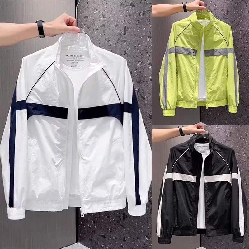 Designer Shirt Stand Collar Casual Jacket New Fashion Trend Patchwork Color Block Slim Polo Designer Hoodie Shirt Fit Youth Jacket