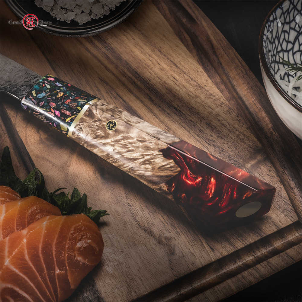 Damascus steel Japanese-style kitchen knife, chef's knife, slicing knife, multi-purpose knife, household knife, slicing tool, AUS10 steel X241102