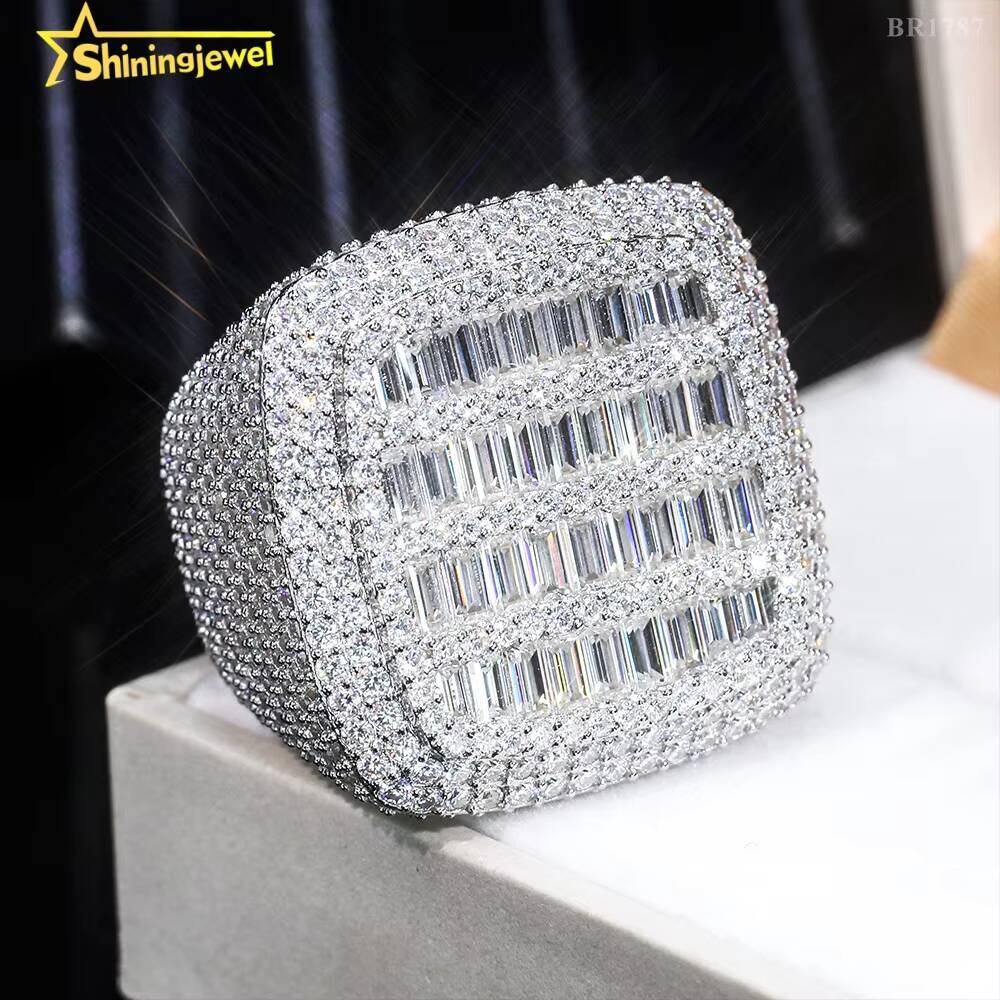 Luxury Style Ready to Ship Lab Diamond Jewelry Custom Ring Silver 925 Vvs Moissanite Iced Out Hip Hop Jewelry Mens Ring