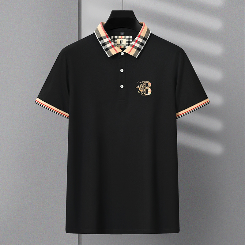 Brand Designer Clothes New Style Turn-Down Collar Polo Shirt Business Embroidery Light Luxury Casual Color-Block Men's Cool Short-Sleeve T-Shirt