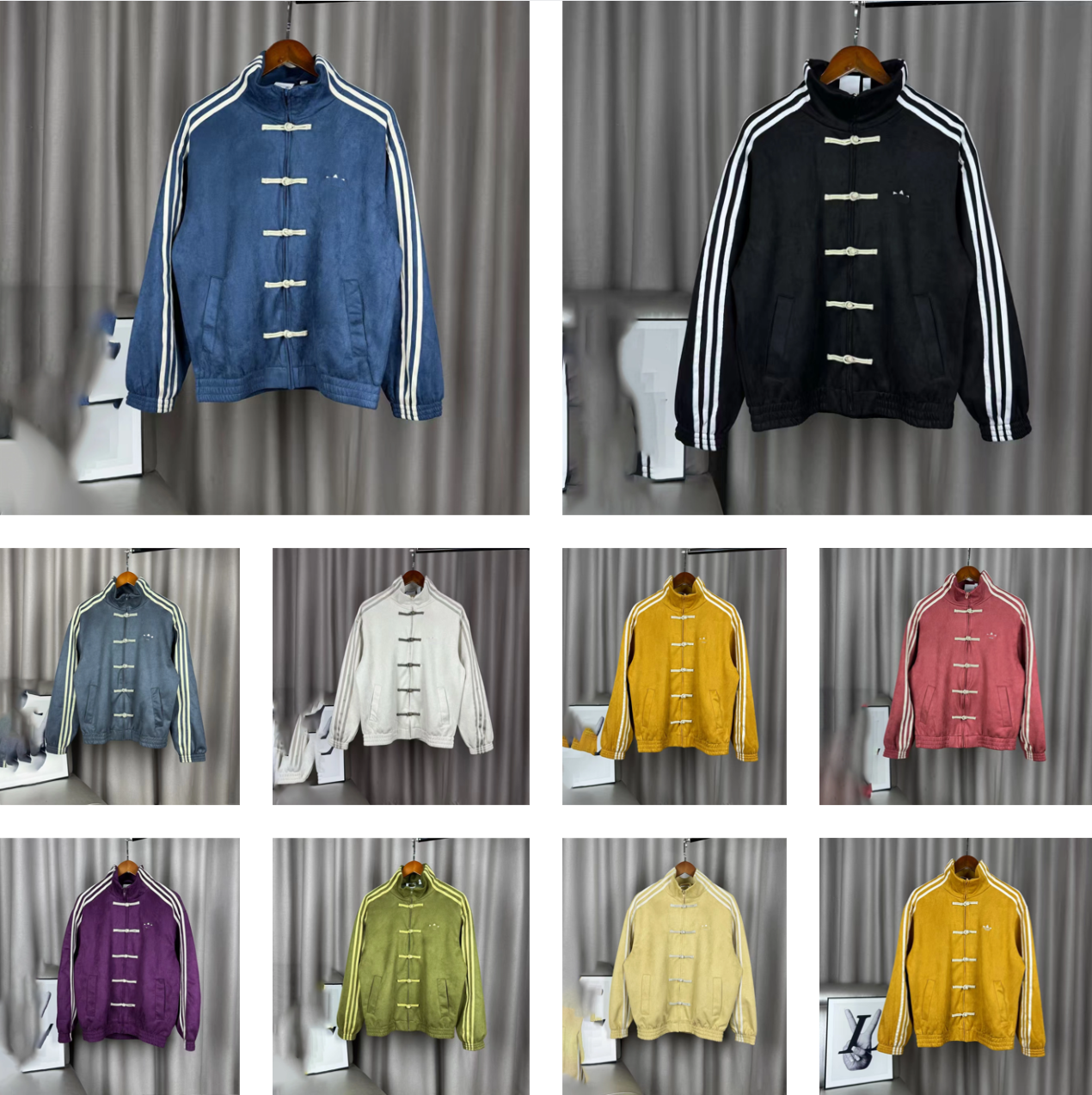 Designer jacket made of pure cotton High version retro sports striped fashionable same style new Chinese style buckle jacket for men and women