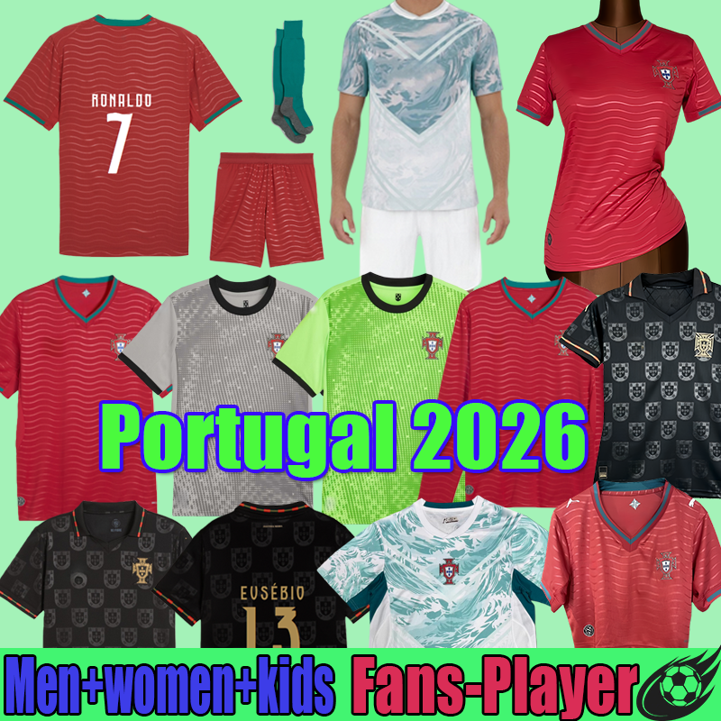 Edicao Special Portugal 2026 World Cup Black Panther Kit DIOGO J soccer jerseys RUBEN Portugieser Portuguese ronaldo football shirts Men Kids kit sets