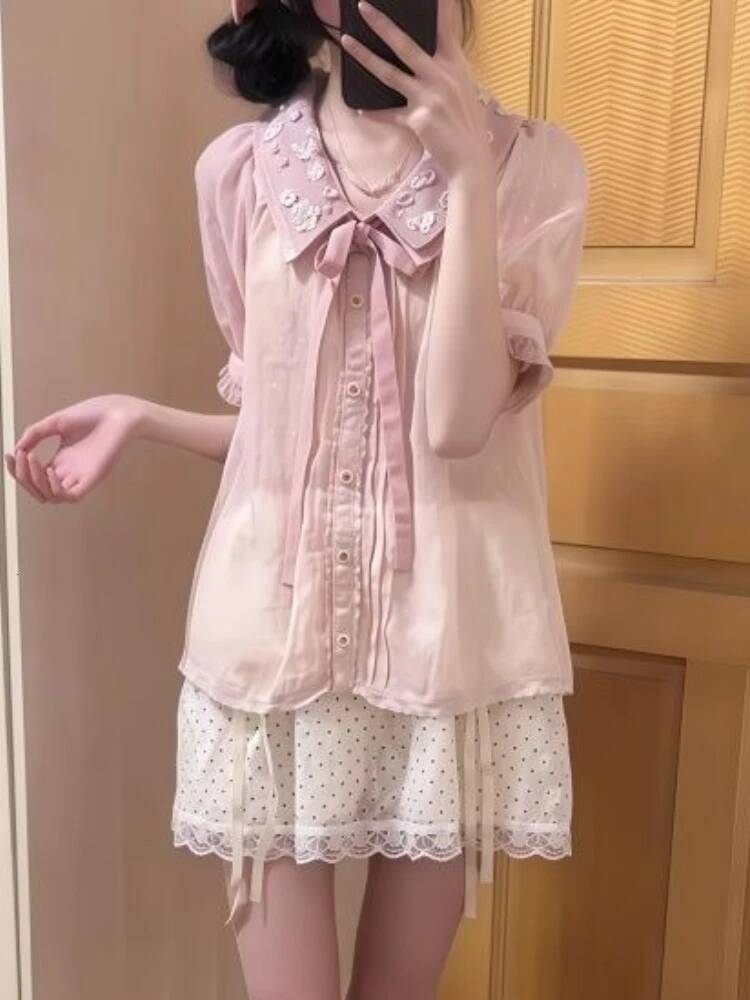 Bestseller Elegant Women Dress Y2k Japanese Retro Design Tops O-neck Lace Skirt Slim Fit Two Piece Set Outfit 2025 Fashion Autumn Outfits ddmytues