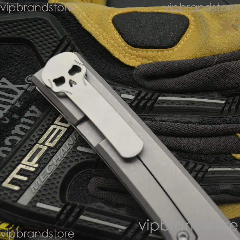 2Models Limited Edition Chaves Folding Knife 3.23 M390 Satin Clip Point fixed blade knife Blade, Titanium Handles