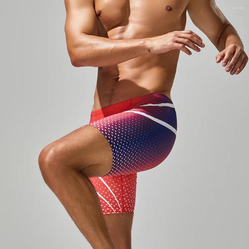 Men's Swimwear Summer Long Swimming Trunks Fitnes Running Shorts Tight Fit Breathable Swim Suit Bathing Surfing Beach 2026 Z260313