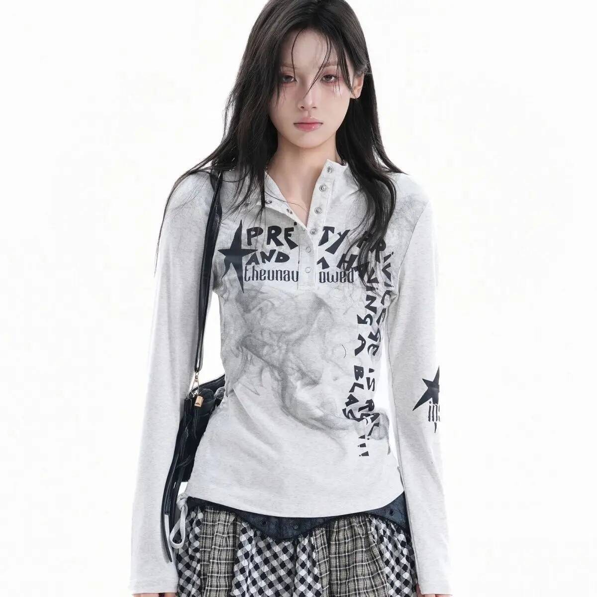 Bestseller American Retro Printed Hooded Outerwear Women's Slim Fit Tops Subculture Y2k Shirt Punk Tees Long Sleeve Shirts Autumn Fashion ddmytues