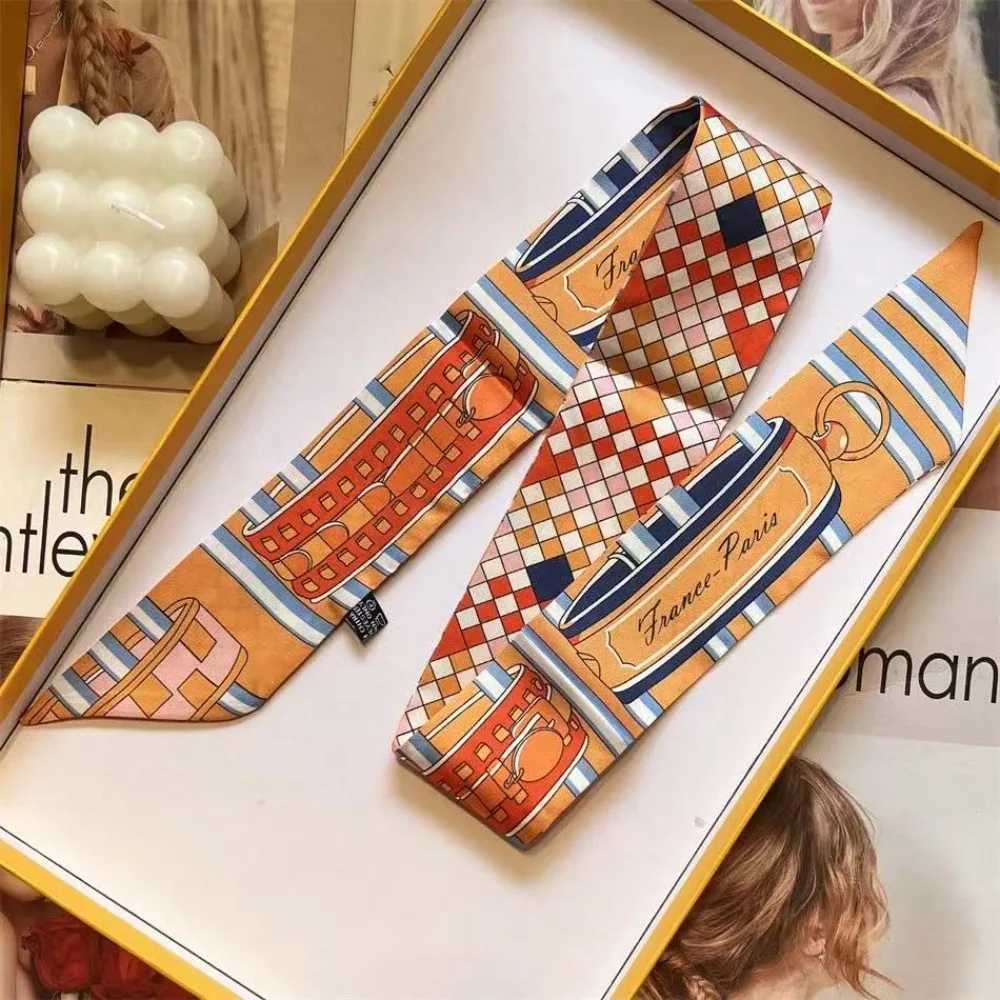 Printed Silk Scarf for Wen Summer Lightweight Neck Scarf Collar Bandana Bag Str Decorative Present Gift Accories Y260104