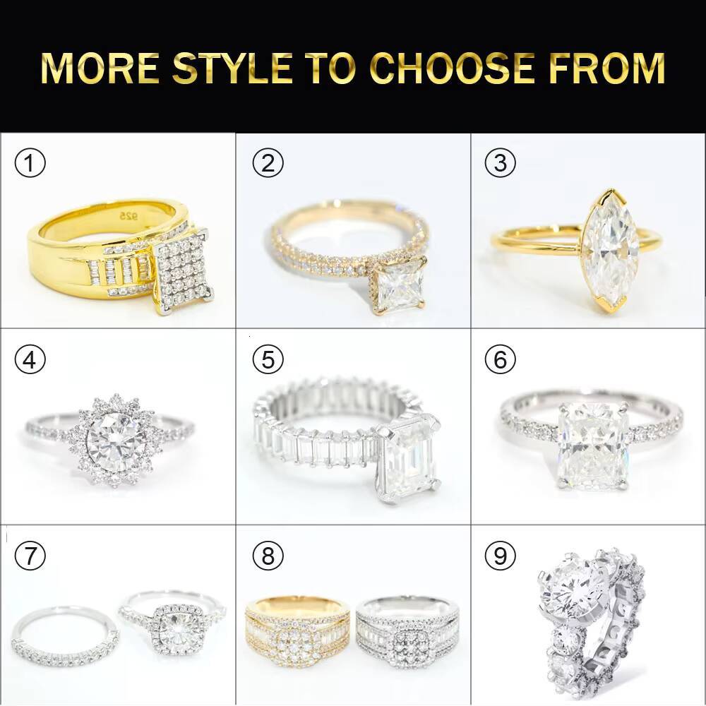 10k 14k 18k Solid Gold Moissanite Engagement Hoop Rings Charm Classic Ice Out Tennis Chain Solid Gold VVS Wedding Rings Women