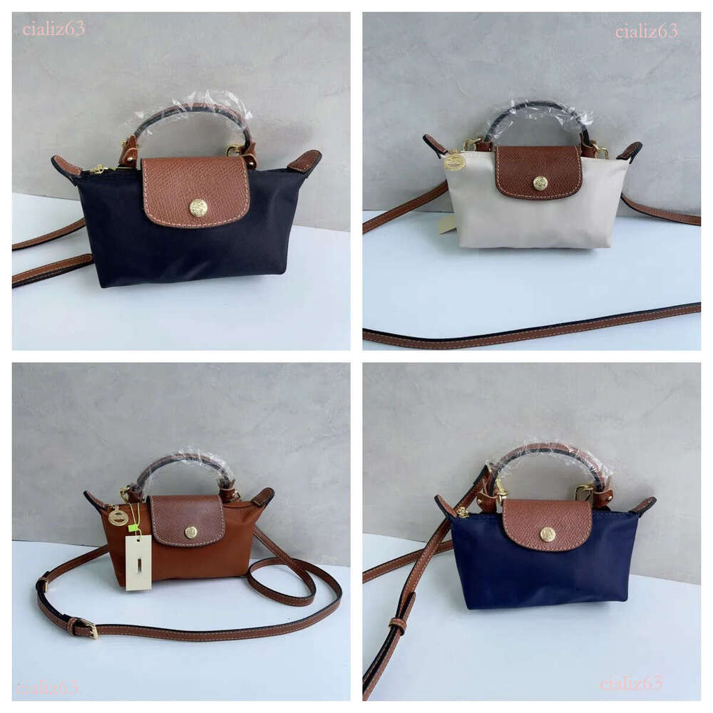 Long Designer Bag Mini Hobos longity champity Bag Short Handle Button Zipper Open and Close Recycled Canvas Patchwork Leather Trim Strap Lightweight 323