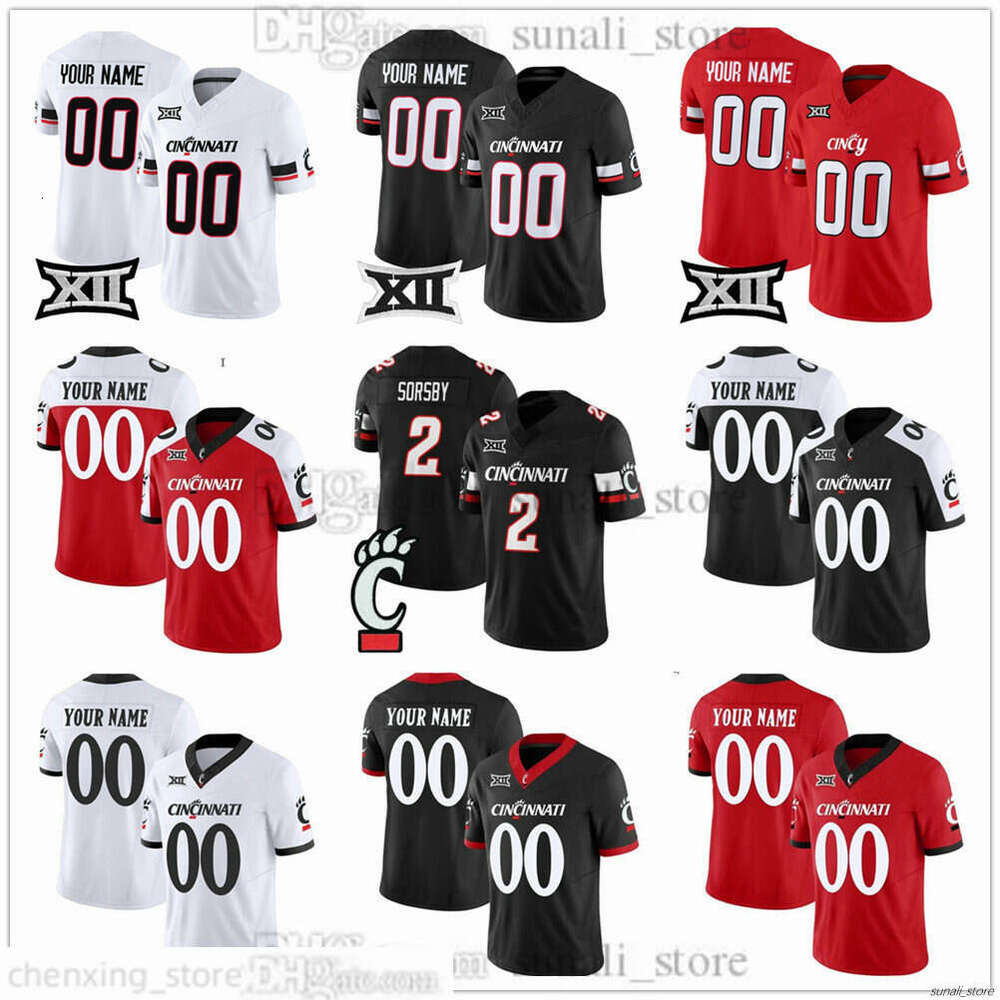 2026 Men's College Bearcats Football Jerseys 2 Brendan Sorsby 3 Tawee Walker 9 Jeff Caldwell 10 Caleb Goodie 4 Cyrus Allen 11 Joe Royer 53 Gavin Gerhardt Stitched