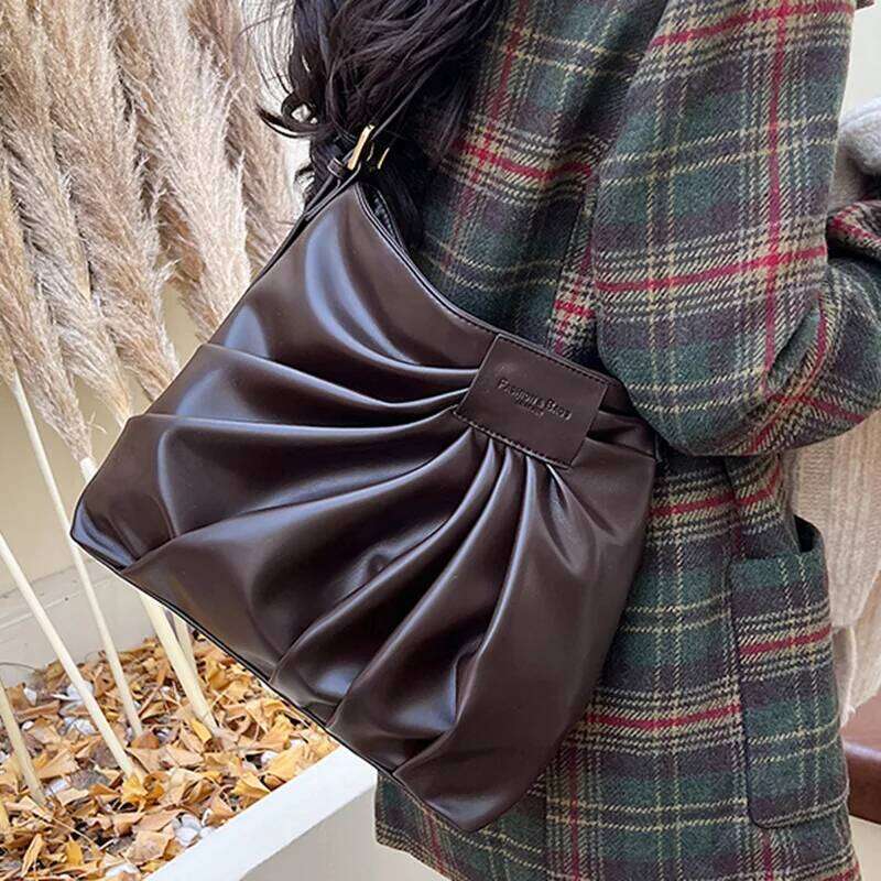 Angel Kiss PU Leather Womens Crossbody Simple Solid Color Shoulder Bag Casual Versatile Underarm Handbag for Everyday Use 1100368158