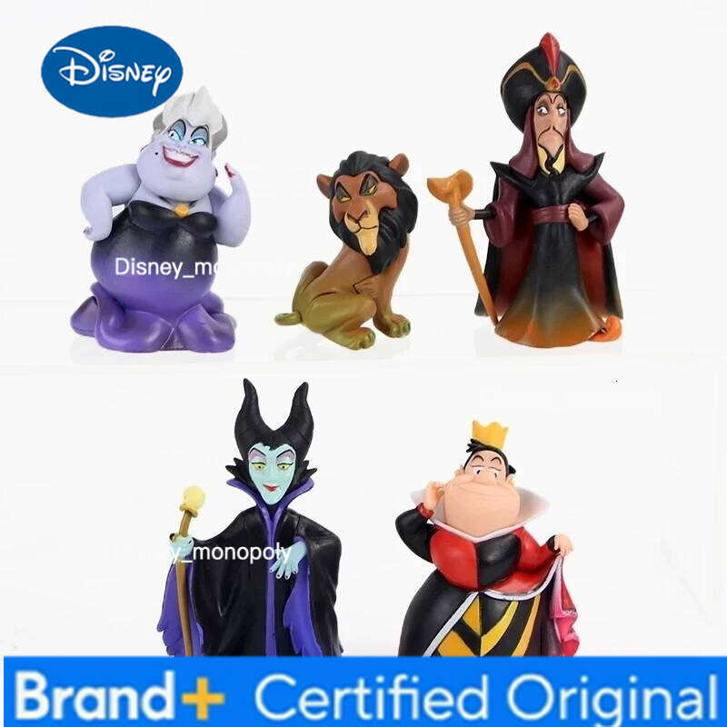 Disney Anime 5Pcs/Set Red Queen Villains Maleficent Jafar Ursula Vinyl Action Figure Model Toys For Children Christmas Gift H260105 H260105