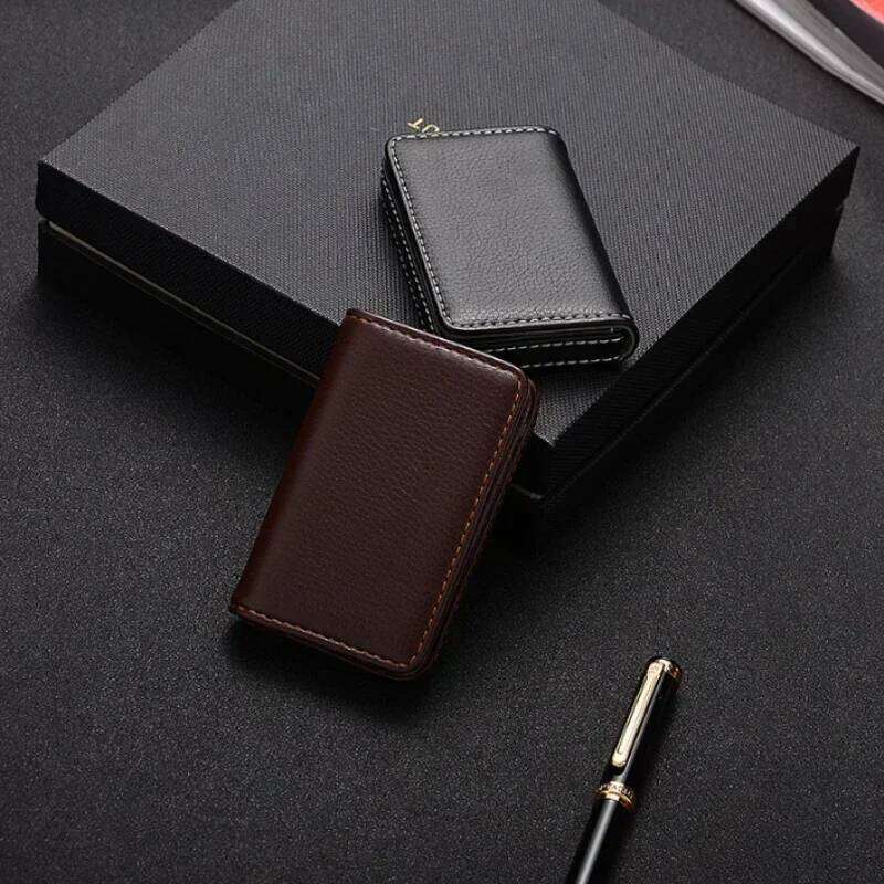 PU Leather Stainless Steel Men/Women Credit Bank Case Metal Box Magnetic Business Card Holder New Arrival High-Grade