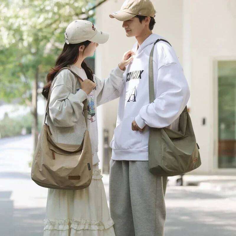 Japanese Women Men Shoulder Crossbody Bag Large Canvas Messenger for Student 2024 Brand Book Bags Female Handbag Satchels