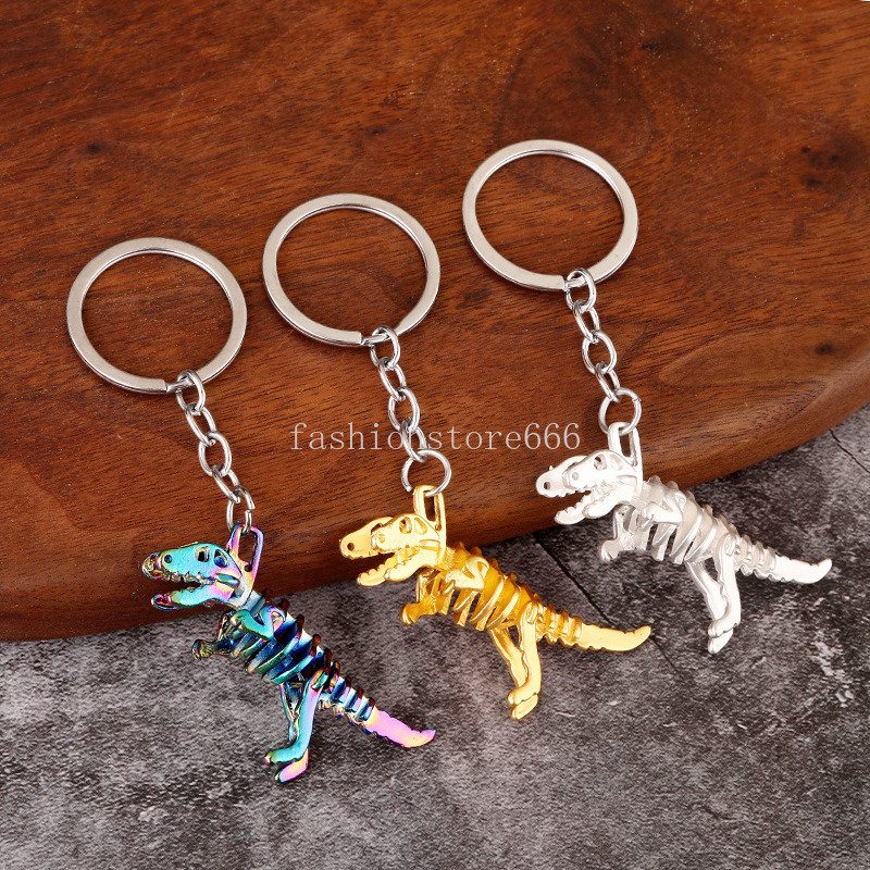 New Colorful Skeleton Dinosaur Cat Car Key Chain Pendant Small Gift Trend Is Simple
