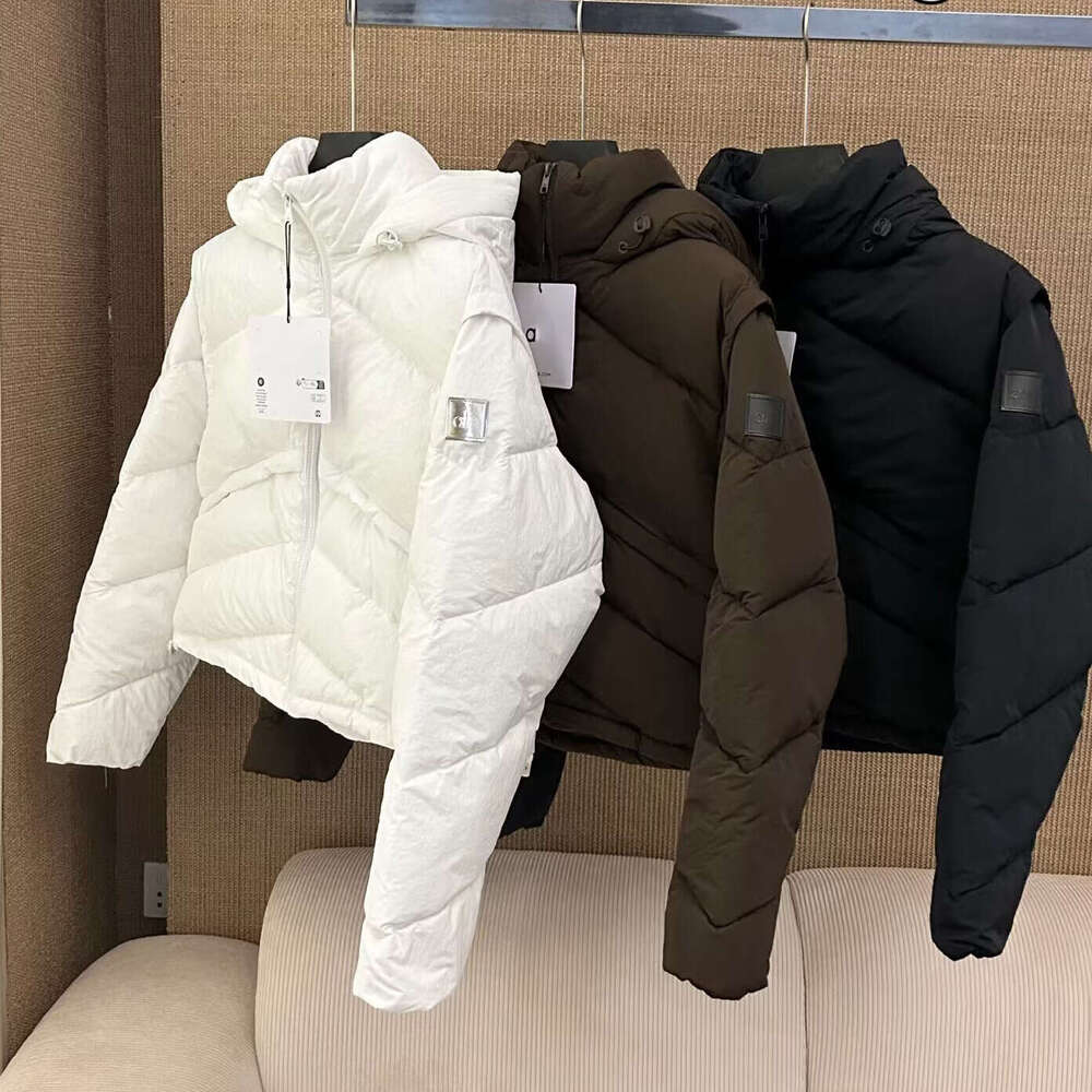 aloismness set Women's sweat set puffer jacket Winter Thickened Warmth Loose-Fit Hooded Down aloismness set Jacket Waist-Defining Short-Length Collar