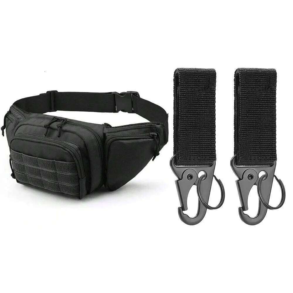 Outdoor Tactical Pack ClipButton Set, Nylon Waist Hiking Hunting Camping Belt Chest Bag with Metal Hook