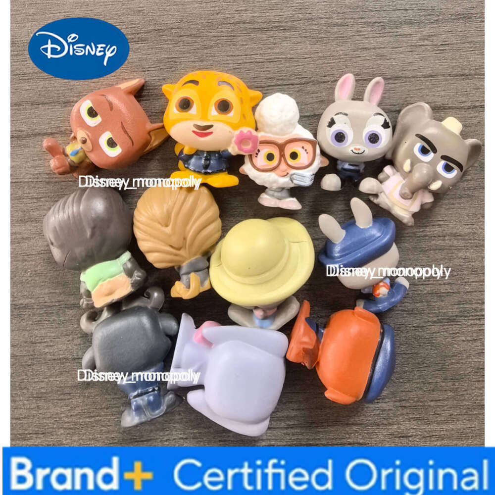 Disney 12pcs Anime Figures Doorables Rabbit Fox Police Officer Series Goat Lion Zoo Collection Model Toys Children Gifts H260105