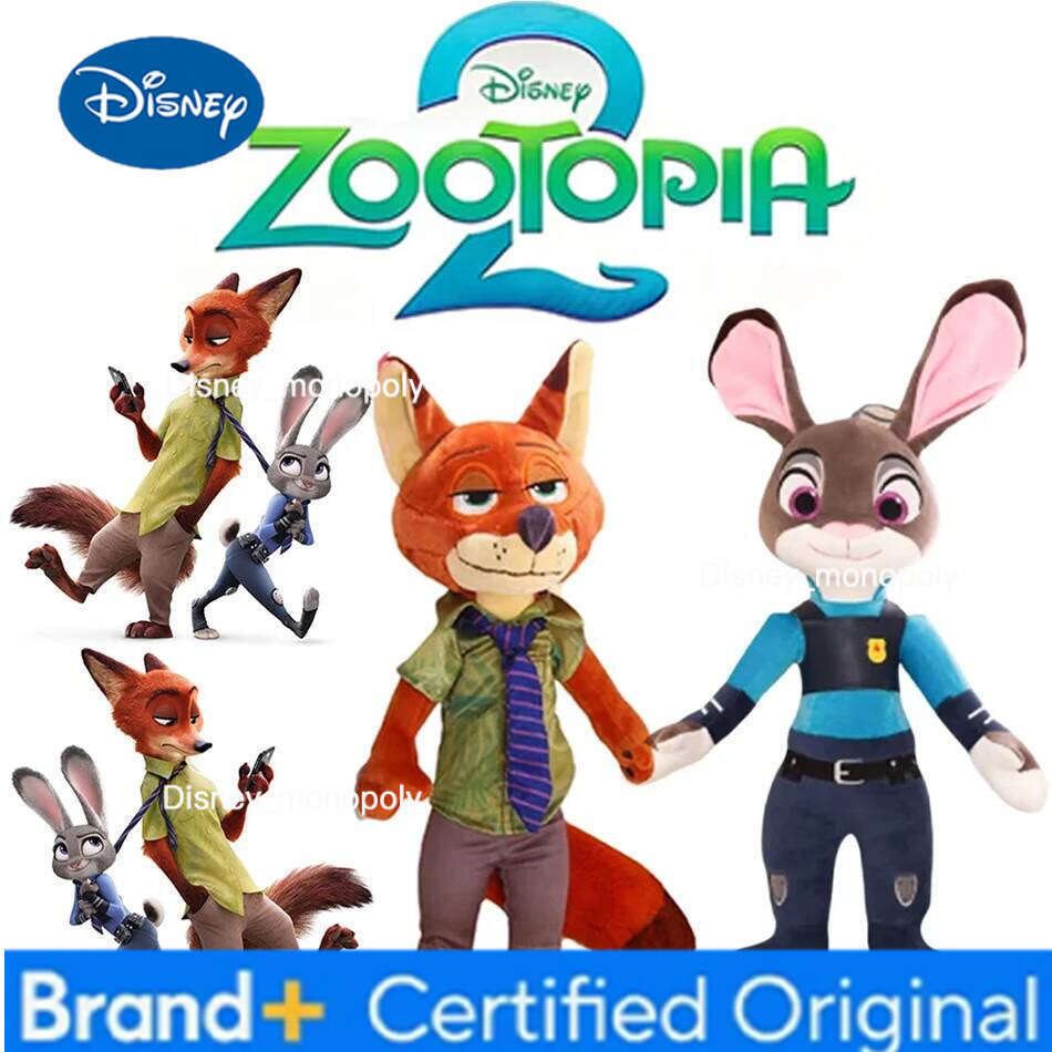 Disney 40-50Cm Zootopia Character Nick Wilde Judy Hopps Cartoon Cute Toy Doll Model Birthday Christmas Gift for Friends H260105 H260105