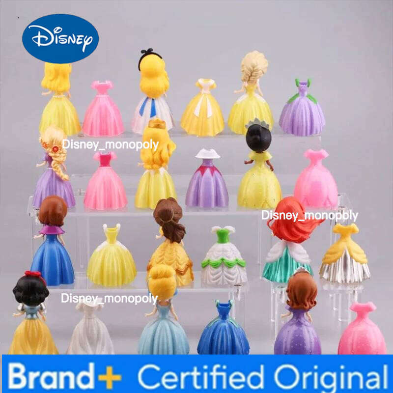 Disney Hot 24pcs Girls Princess Toys Mermaid Alice Cinderella Clothes Dress Changing DIY Action Figure Toy Girl Gift H260105