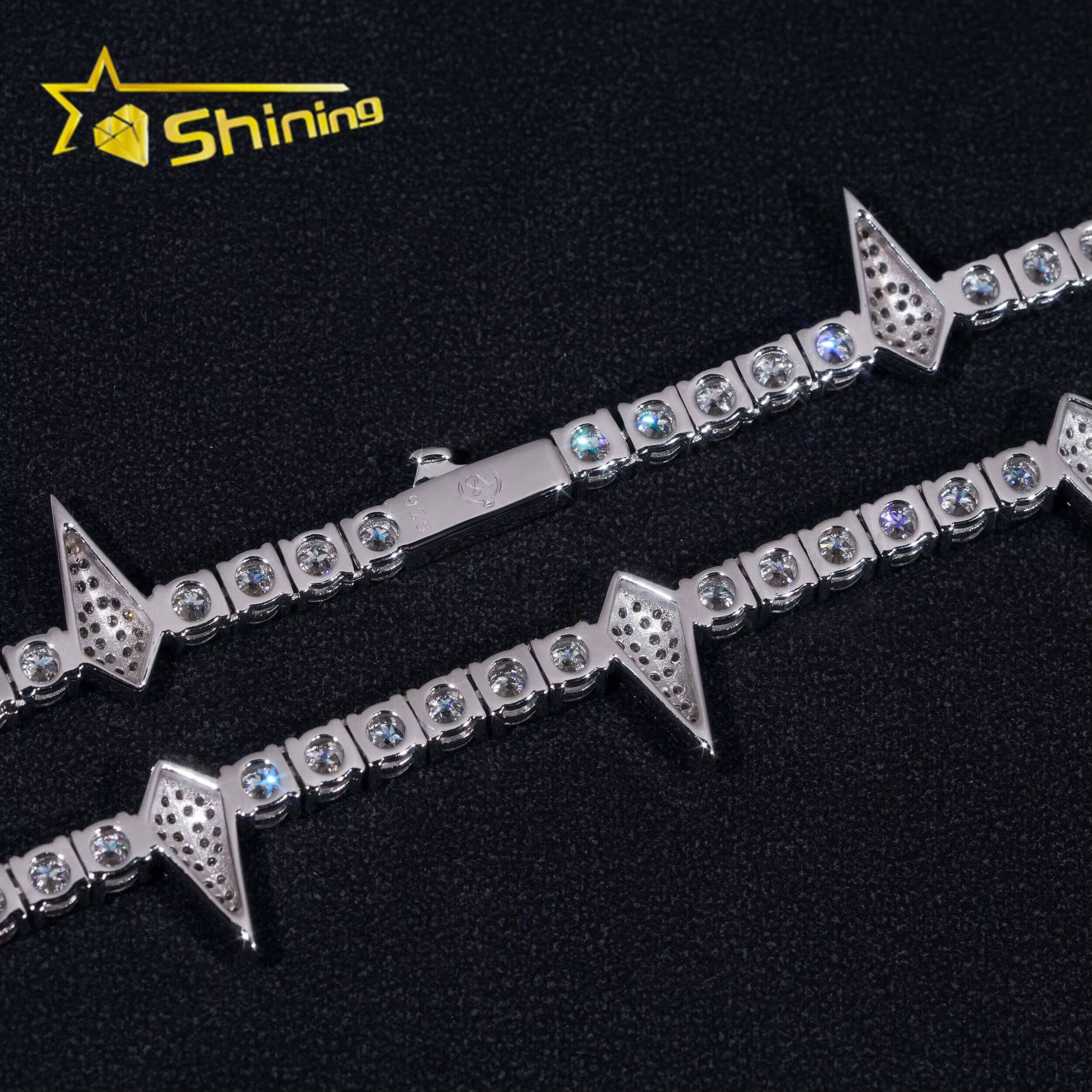 Custom Tennis Necklace Silver 925 New Design Iced Out Vvs Moissanite Diamond Hip Hop Lab Diamond Tennis Chain