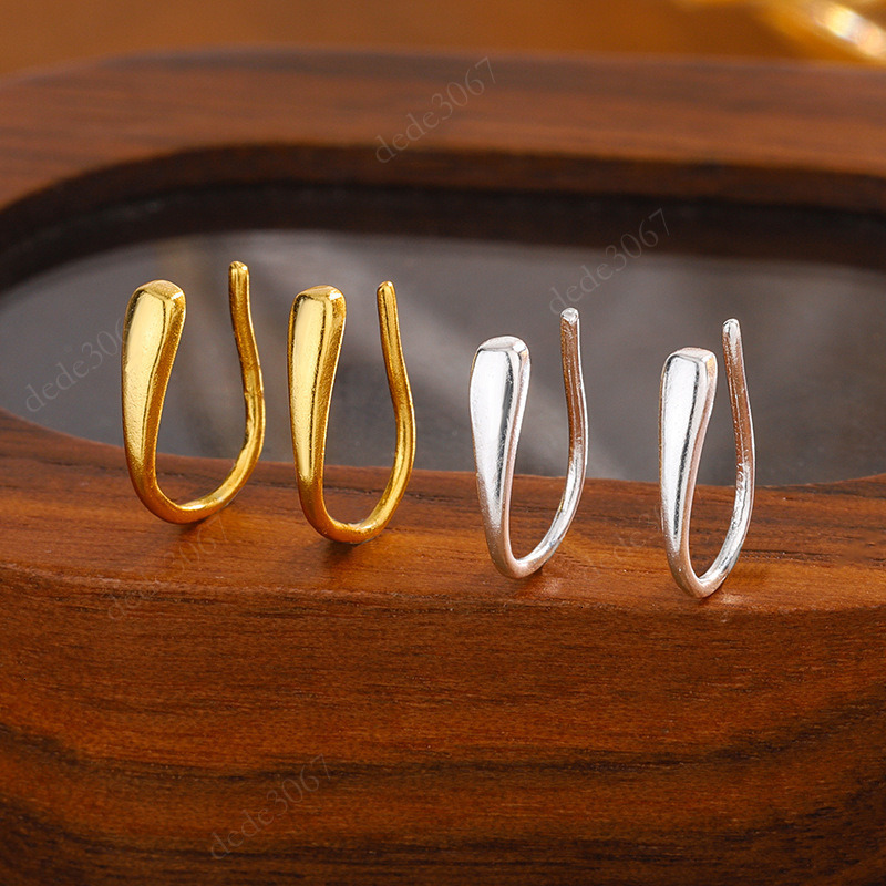 Boho Simple Designer Earrings Lab Clip Stainless 14k 925 Sterling Silver 18K Gold Rotundity Letter Party Girls VVS Hypoallergenic