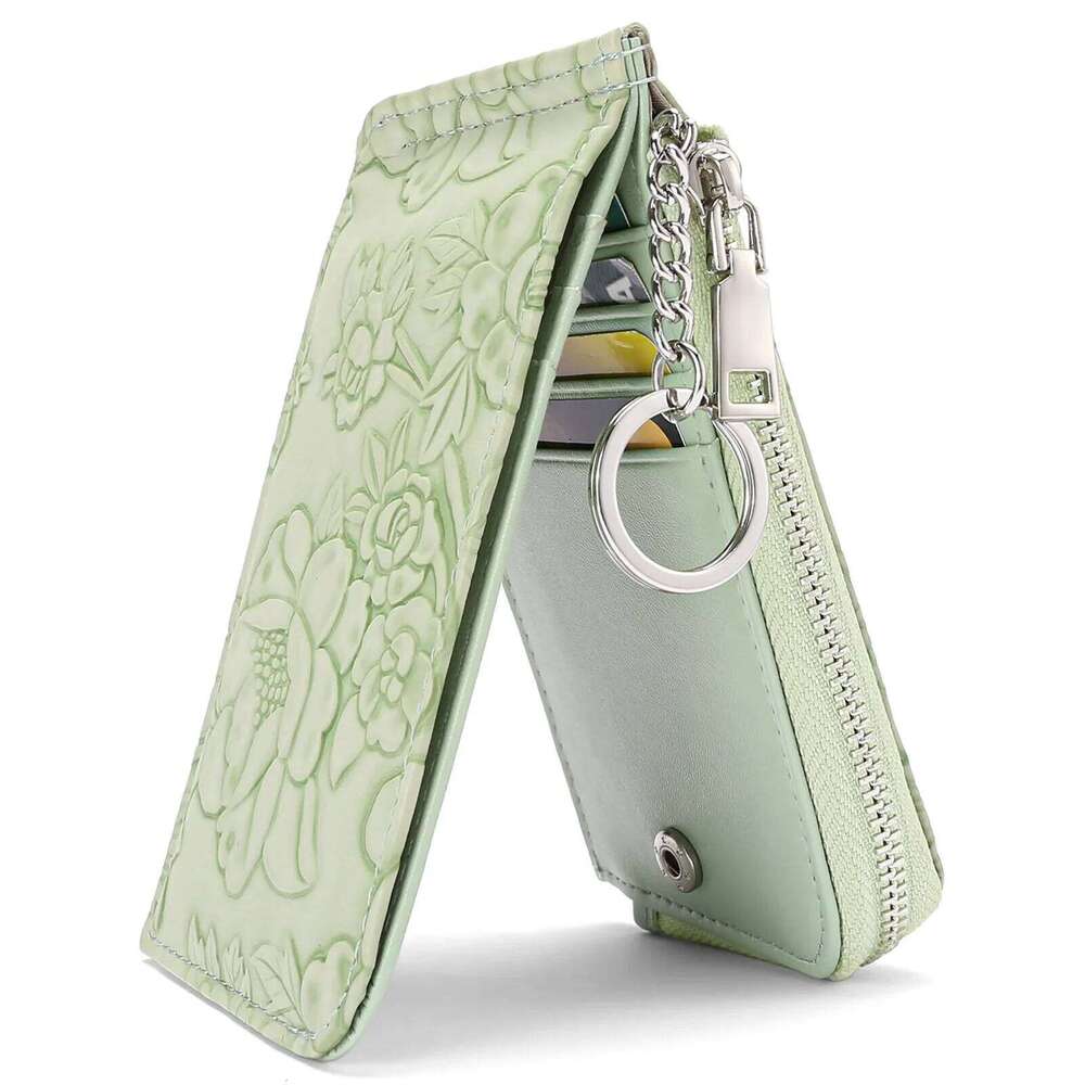 Ladies Zip Coin Purse with Key Ring Embossed Design Multi Card Slots Large Capacity Wallet Fashion Accessories Carteira