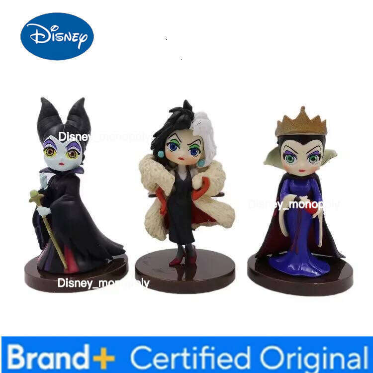 Disney 3pcs/Set Q Posket Petit Villains Set Descendants 2 Maleficent Cruella de Vil Queen Action Figure Gift Toys for Children H260105 H260105