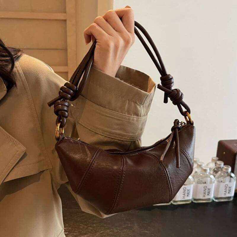 Personalized Croissant Shoulder Vintage PU Leather Dumpling Crossbody Bag Designer Texture Versatile Lady Handbags And Purse