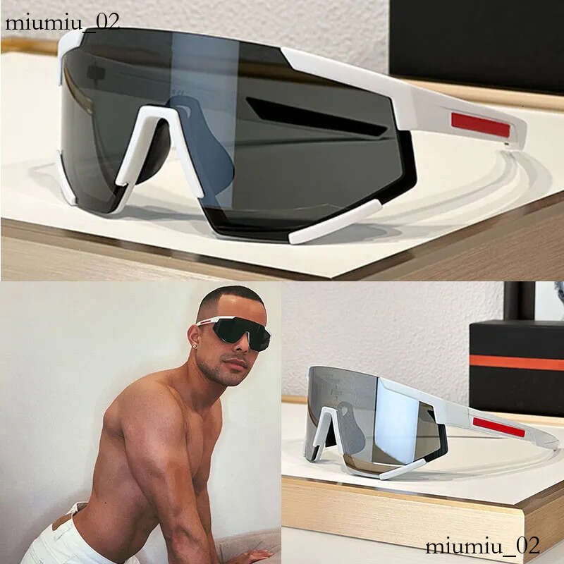 Male and female designer PR Linea Rossa Impavid sunglasses geometric nylon W frame acetate legs windproof cool Lunettes SPS04W temple with red label logo racing