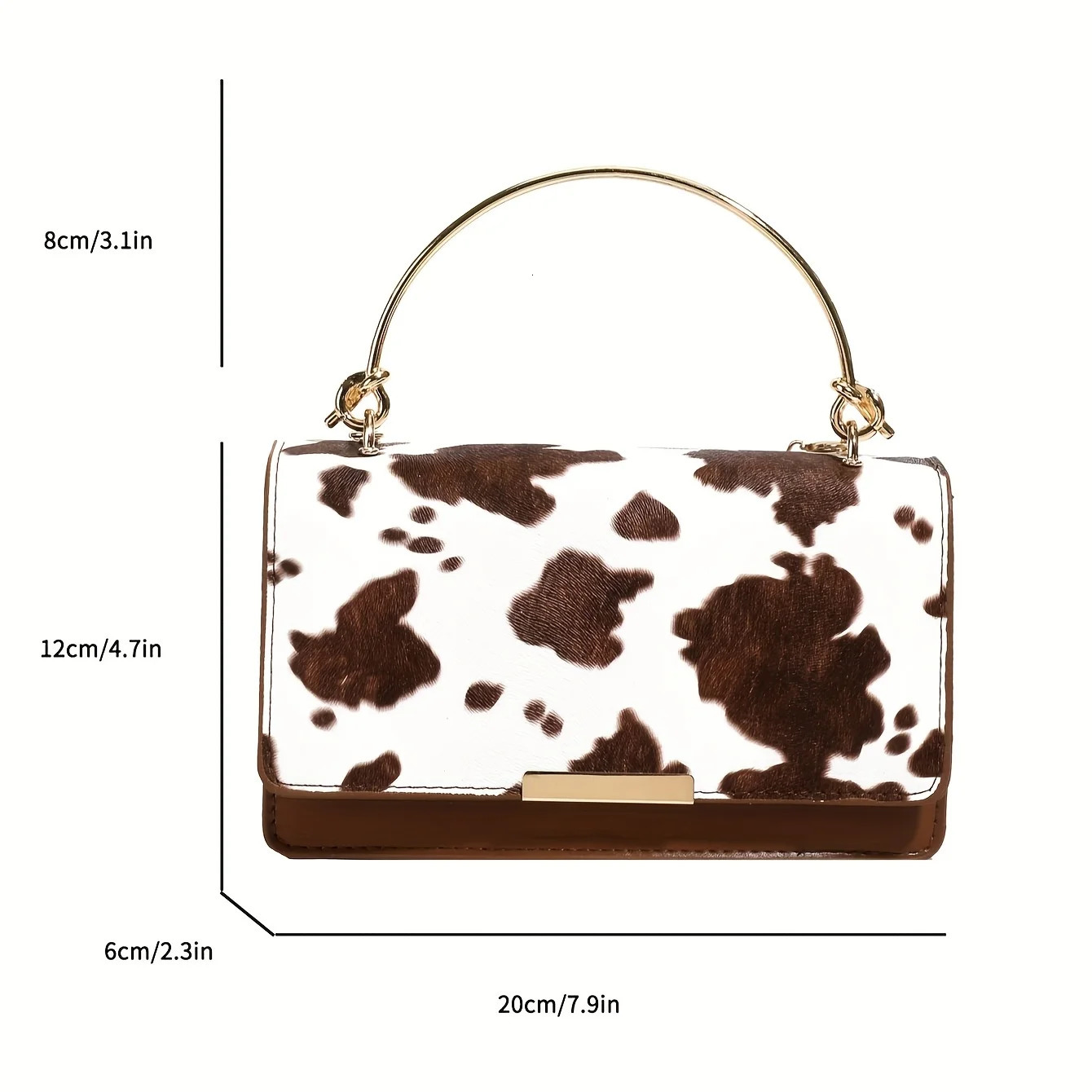 Ladies cow print handheld crossbody bag retro with detachable chain fashionable womens 260104