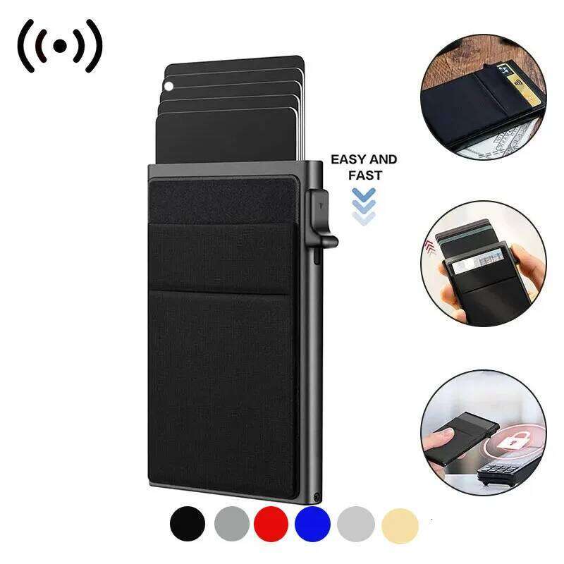 IKE MARTI Rfid Credit Holder Men's Simple Thin Ultra-mini Wallet Luxury Large Capacity Anti-theft Business Metal Card Box