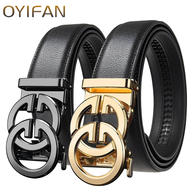 Fashion belt for men alloy buckle high quality PU leather automatic belt adjustable ratchet business casual mens belt 260104