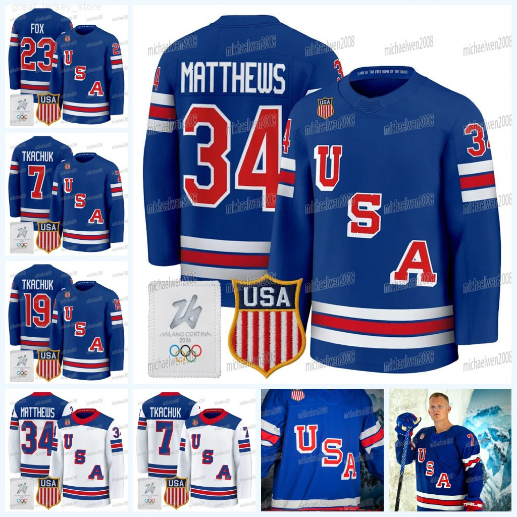 Team Name USA 2026 Olympicss Hockey Jerseys Matthew Jake Guentzel Brady Tkachuk Jack Hughes Matthew Tkachuk Adam Fox Hellebuyck Quinn Hughes Custom Women Youth 123