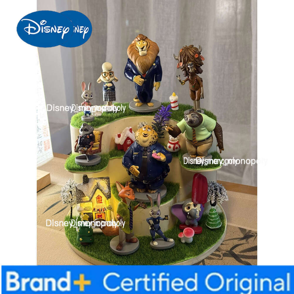 Disney Wonderful Genuine 10 Pcs/Lot Pvc Zootopia Action Figures Cute Cartoon Deluxe Figurine Anime Desktop Ornament Toys Surprise Gifts H260105