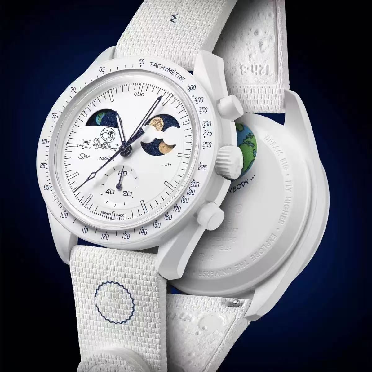 2026 Mens Watches High Quality Full Function Chronograph Designer Mission To Mercury 42mm Nylon Watches Quartz Clock Relogio Masculino EARTH PHASE Cold Moon watch