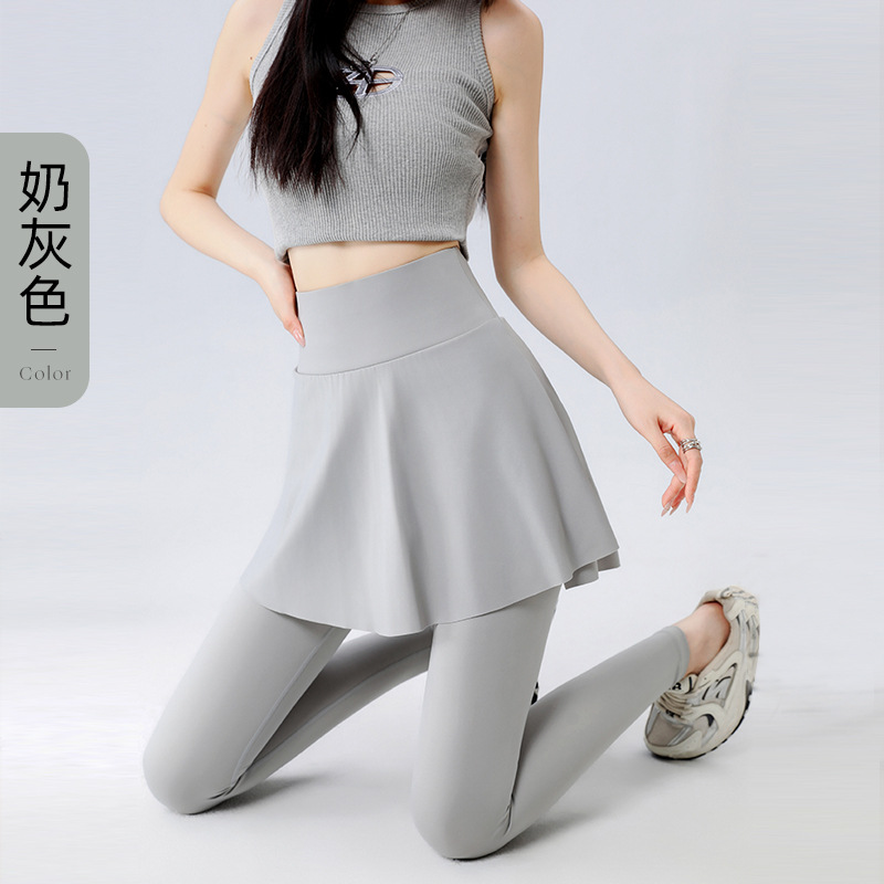 2026 New Women's High-Waisted Slimming Yoga Skorts, Fake Two-Piece Running & Fitness Shark Pants for Spring & Autumn Outerwear