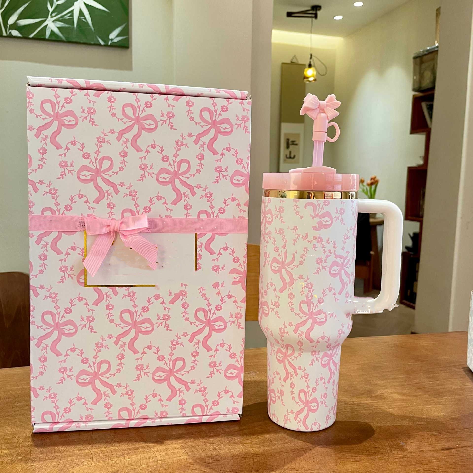 Designer 40oz Thermos cup Stainless Steel Water Bottle Vacuum Insulated Tumbler cup Leak-Proof Lid Handle Travel Mug for Car Camping Gym